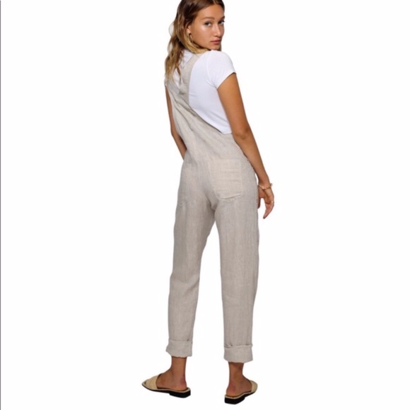 Weworewhat Basic Natural Linen Overalls 